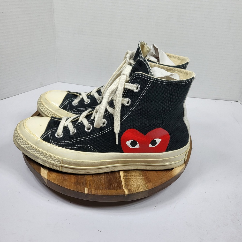 Converse x Comme des Garcons CDG PLAY Black High Top Chuck 70 Sneakers Women 8